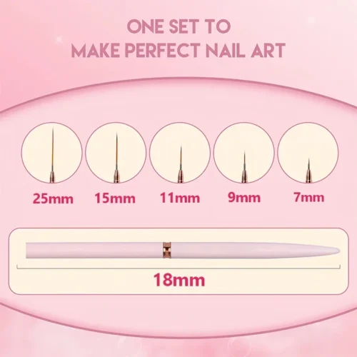 Nail Art Liner Brush Set – 5PCS Fine Detail Brushes