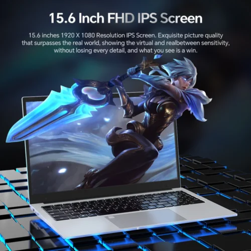 15.6 Inch Celeron N5095 Gaming Laptop: 16GB DDR4 RAM, 512GB SSD + 1TB SSD, Windows 11, IPS Display, 2.4G/5G WiFi, One Key Fingerprint Unlock