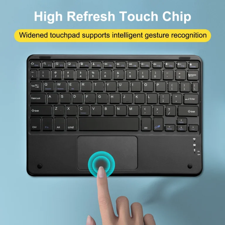 Mini Rechargeable Wireless Bluetooth Keyboard with Touchpad: Compatible with iOS, Android, Windows. Ideal for iPad, Tablets