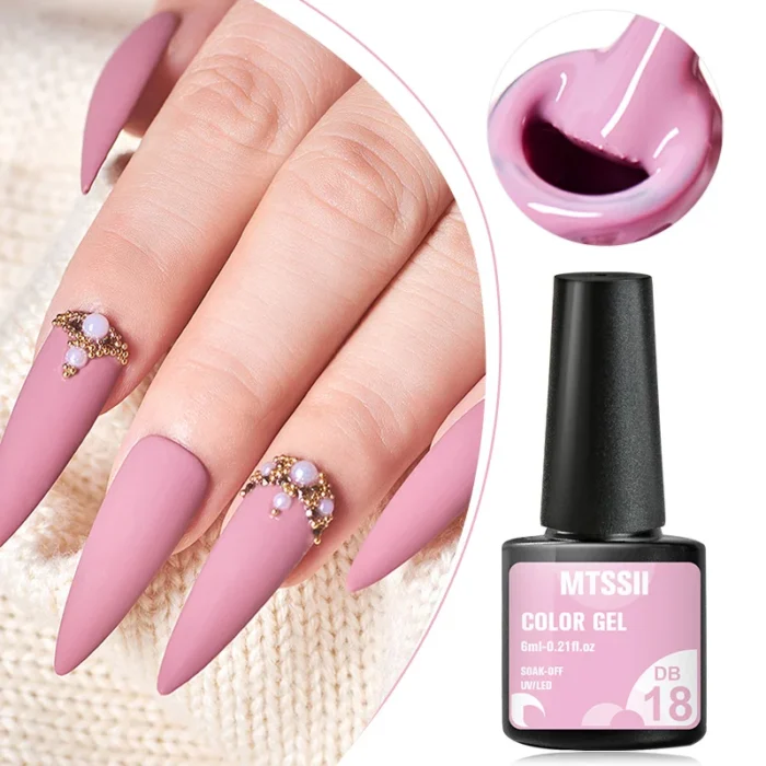 6PCS Nude Pink Glitter Gel Nail Polish Set- Soak Off UV LED, Warranty Included