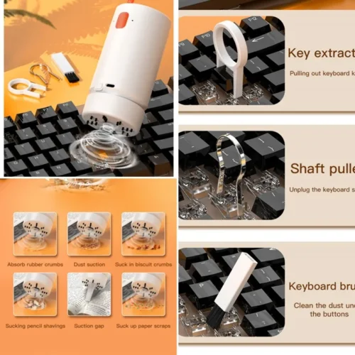 Handheld Mini Vacuum Cleaner: Perfect for Cleaning Computer Keyboards, Desktops, Mobile Phones, and Headphones. Includes Cleaning Brush and Pen for Precise Cleaning