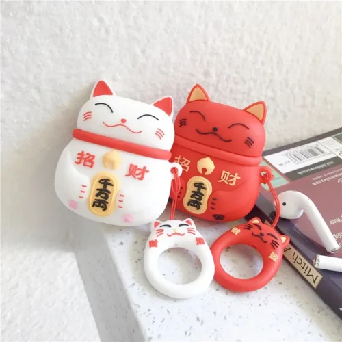 Lucky Cat Lovely Case for Airpods Pro: Japanese Style Earphone Case for Apple Airpods 1, 2, 3. Cover for AirPods Pro 2 Case