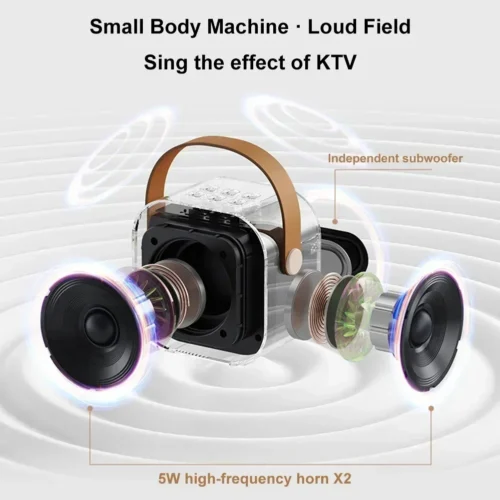 K12 Karaoke Machine: Portable Bluetooth 5.3 PA Speaker System with 1-2 Wireless Microphones
