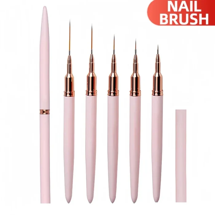 Great Nail Art Liner Brush Sets with Fine Hair for Perfect Designs / Sizes: 7/9/11/15/25mm/ DIY Drawing Pen UV Gel Painting Brushes