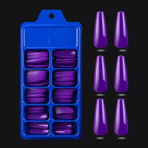 Coffin Press-On Fake Nails – 100PCS Long Ballerina Tips