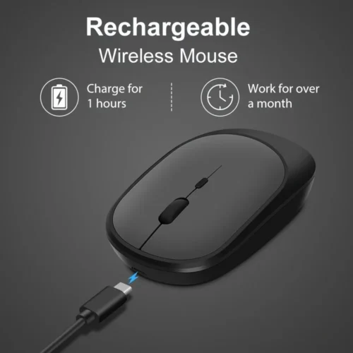 Rechargeable Gaming Mouse, Bluetooth-Compatible, Silent Ergonomic Design for PC, Laptop, and Tablet