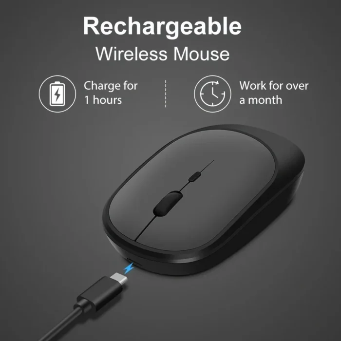 Rechargeable Gaming Mouse: Wireless, Bluetooth-Compatible, for Laptop, PC, Tablet, Mute, Ergonomic