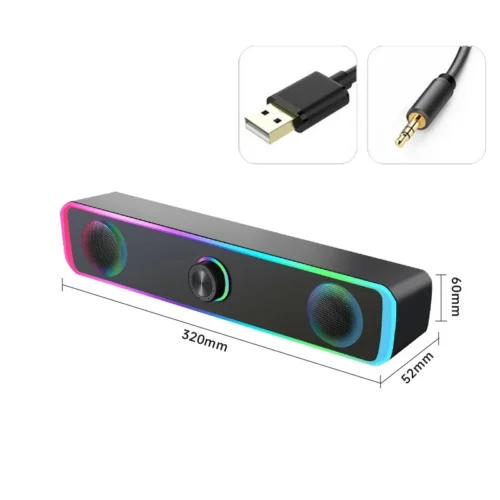 Bluetooth Speaker: 4D Surround Soundbar Wired Computer Speakers Stereo Subwoofer Sound Bar for Laptop PC, Theater TV with Aux 3.5mm Connectivity