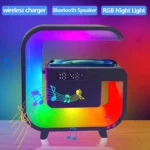 Multifunction Wireless Charger Stand: Bluetooth 5.0 Speaker, FM TF RGB Night Light, Fast Charging Station
