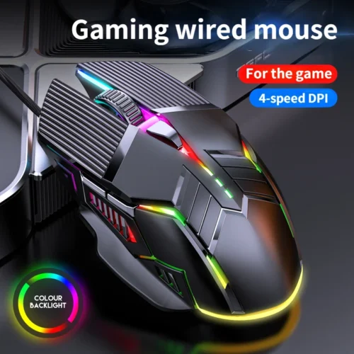 3200DPI Ergonomic Wired Gaming Mouse, USB RGB LED with 6 Buttons, Silent for PC and Laptop