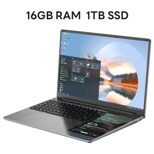 Dual Screen Gaming Laptop: 15.6″ IPS + 7” Touch, Windows 11, Intel Celeron N5095, 16GB RAM, 512GB SSD, Notebook Computer