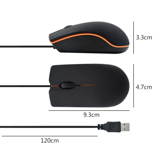Ultra-Thin Mini USB 3D Wired Mouse, 1200 DPI Optical Gaming Mouse for PC, Laptop, and MacBook