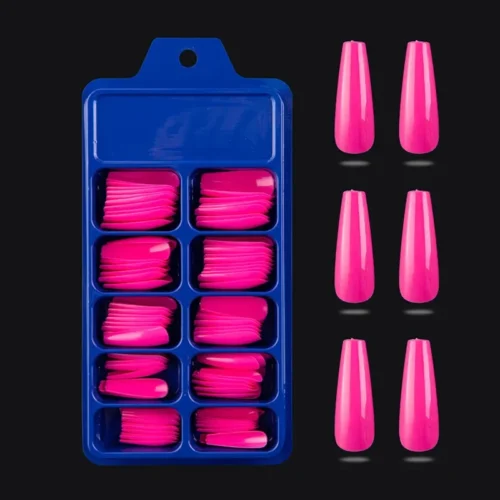 Coffin Press-On Fake Nails – 100PCS Long Ballerina Tips