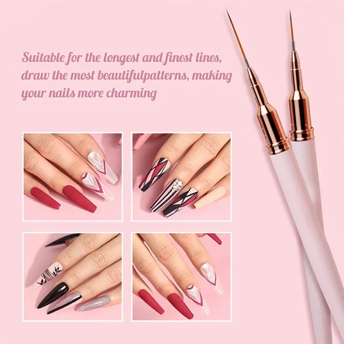 Great Nail Art Liner Brush Sets with Fine Hair for Perfect Designs / Sizes: 7/9/11/15/25mm/ DIY Drawing Pen UV Gel Painting Brushes