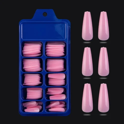 Coffin Press-On Fake Nails – 100PCS Long Ballerina Tips