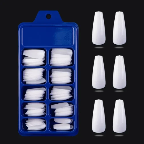 Coffin Press-On Fake Nails – 100PCS Long Ballerina Tips