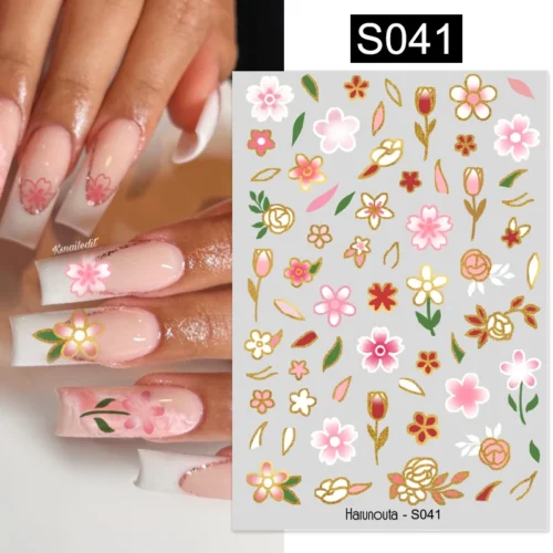 3D Heart Nail Sticker – Gold Glitter Love Decal for Nail Art