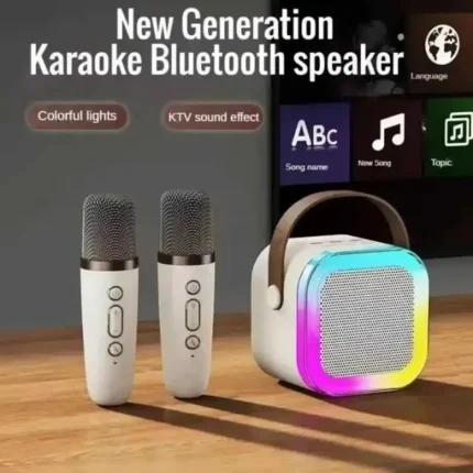 K12 Karaoke Machine: Portable Bluetooth 5.3 PA Speaker System with 1-2 Wireless Microphones