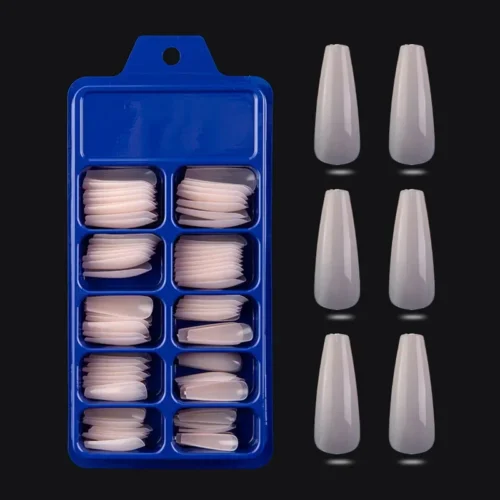Coffin Press-On Fake Nails – 100PCS Long Ballerina Tips