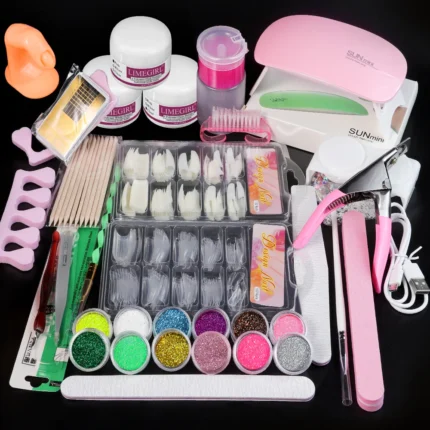 Complete Acrylic Manicure Set- Glitter Powder, Liquid, Crystal Brush with 365-Day Warranty