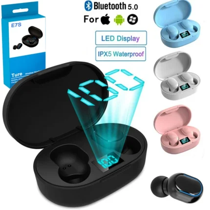 E7S TWS Wireless Bluetooth Earphones: In-Ear Earbuds, Noise Cancelling Pods Headset for Apple iPhone, Xiaomi, Samsung