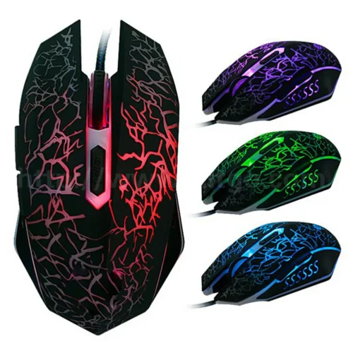 Colorful LED Gaming Mouse, Professional Ergonomic 2400 DPI USB Wired Mouse for PC and Laptop