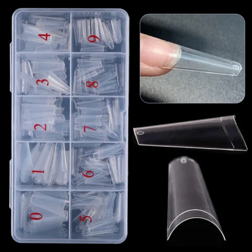 Clear French Coffin Nail Tips – 500PCS Press-On False Nails