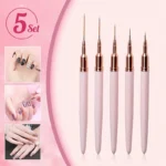 Great Nail Art Liner Brush Sets with Fine Hair for Perfect Designs / Sizes: 7/9/11/15/25mm/ DIY Drawing Pen UV Gel Painting Brushes