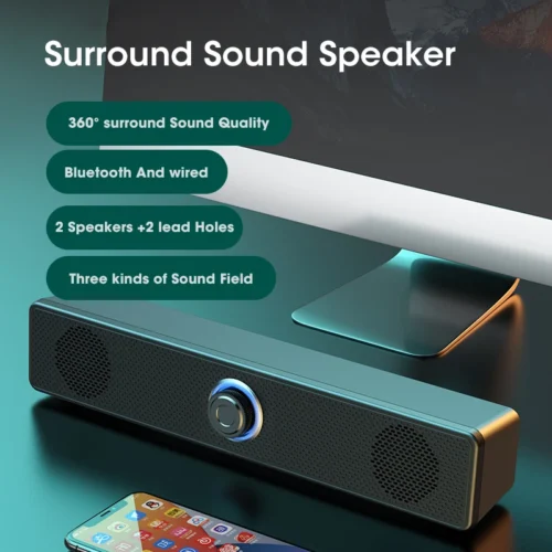 Bluetooth 4D Surround Speaker: Home Theater Sound System Computer Soundbar for TV, Subwoofer Wired Stereo with Strong Bass