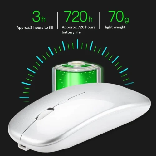 Ultra-Thin Rechargeable Wireless Mouse, Silent Button USB 2.4G for Computer and Laptop
