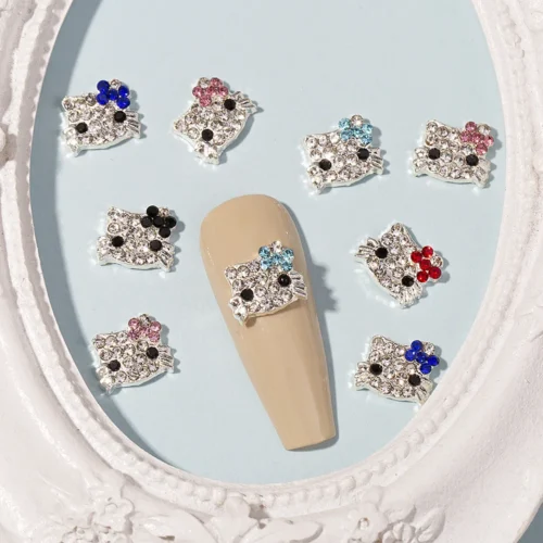 Hello Kitty 3D Nail Charms – 10PCS Y2K Rhinestone Decorations