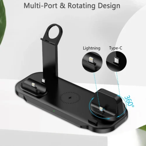 3-in-1 Wireless Charger Stand, Fast Charging Dock for iPhone, Samsung, Apple Watch, and AirPods Pro