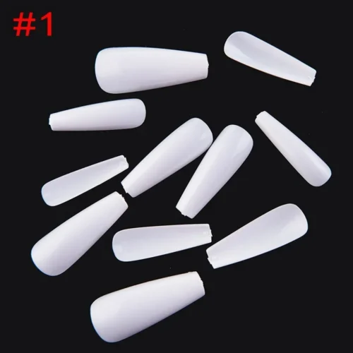 Coffin Press-On Fake Nails – 100PCS Long Ballerina Tips