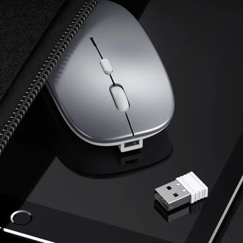 Ultra-Thin Rechargeable Wireless Mouse, Silent Button USB 2.4G for Computer and Laptop