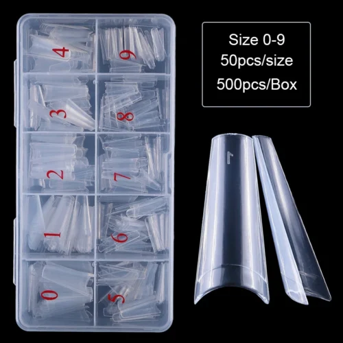 Clear French Coffin Nail Tips – 500PCS Press-On False Nails
