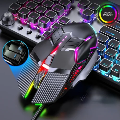3200DPI Ergonomic Wired Gaming Mouse, USB RGB LED with 6 Buttons, Silent for PC and Laptop