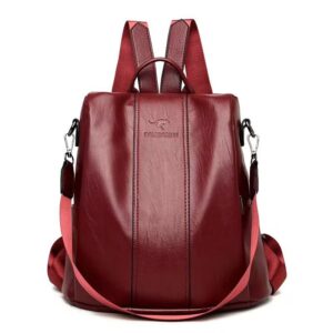 Travel Smart and Stylish-Women's Soft Leather Large Capacity Backpack