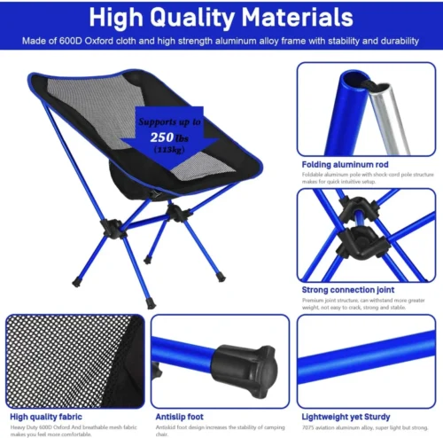 Foldable Lightweight Outdoor Chair – Portable Aluminum Seat for Backyard and Camping
