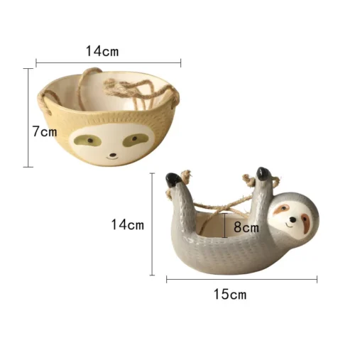 Funny Hanging Sloth Plant Pot – Ceramic Hanging Flower Pot for Succulents and Décor