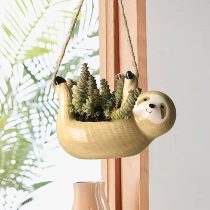Ceramic Hanging Plant Pot – Scindapsus Chlorophytum, Animal Cartoon Flower Basket for Garden Decoration