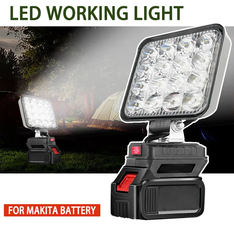 Portable LED Spotlight – Cordless, Compatible with Makita Battery, 4-in-1 Handheld Emergency Light for Outdoor Work and Fishing