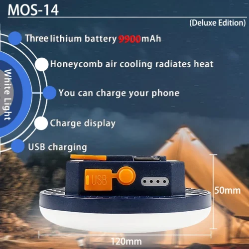 USB Rechargeable Camping Lantern – 7200mAh Battery, Waterproof Portable Emergency Light