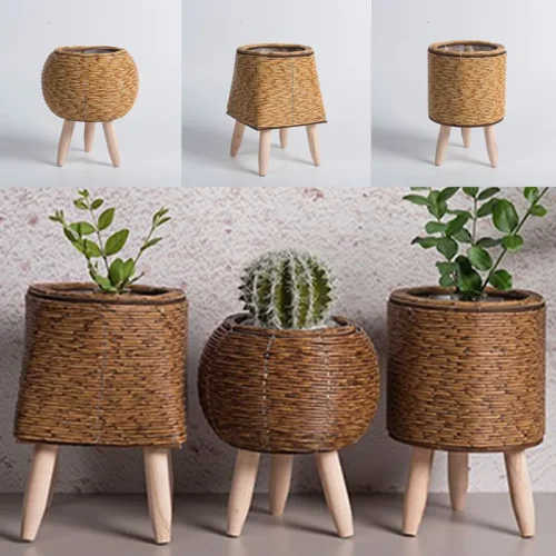 Elegant Fashionable Rattan Woven Flower Pot – Flower Basket with Removable Legs