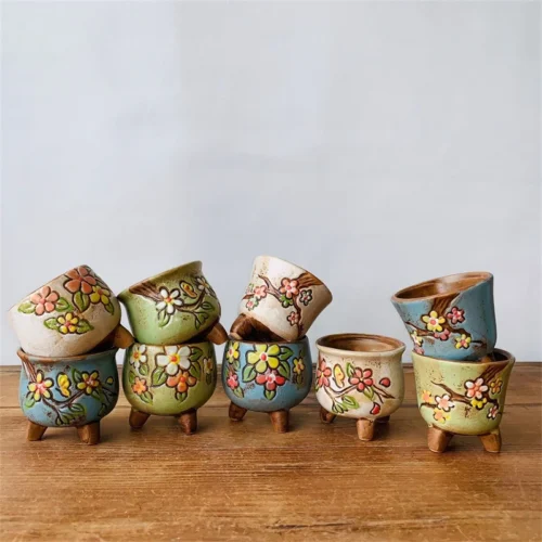 Hand Painted Ceramic Pots: Korean Simple Ceramic Flower Pot