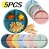 Eco-Friendly Wheat Straw Divided Dinner Plate | Reusable Fruit Salad Round Plate with Portion Control Compartments for Kids and Adults
