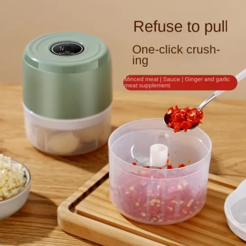 Compact USB Electric Food Chopper & Garlic Crusher - Mini Grinder for Meat, Vegetables, and Kitchen Use