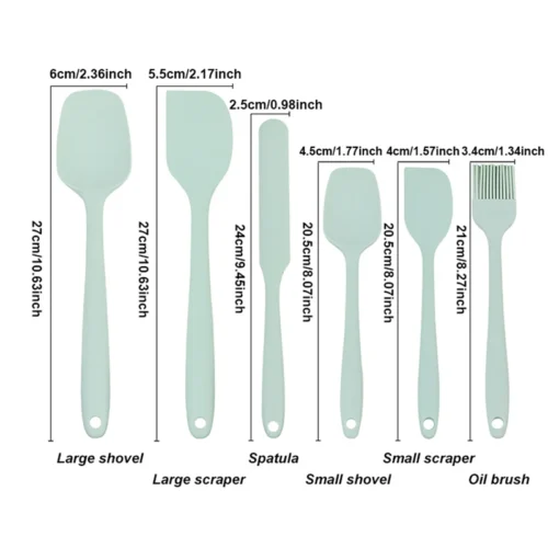 Silicone Baking Tool Set - 6pcs Cake Spatulas, Cream Spreaders, & Oil Brush