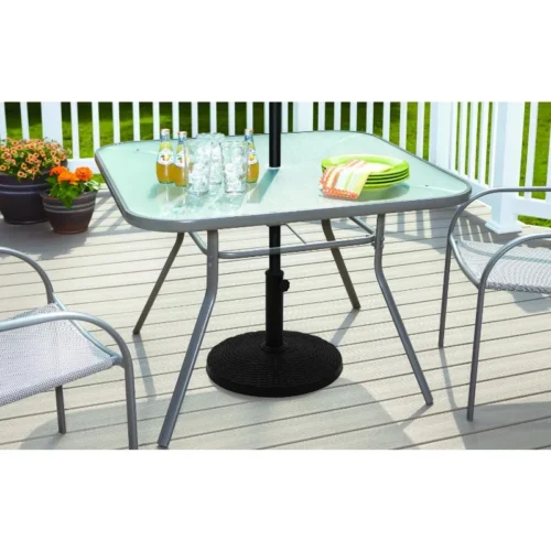 22 lbs Black Round Powder Coated Resin Patio Umbrella Base