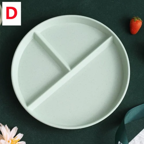 Eco-Friendly Wheat Straw Divided Dinner Plate | Reusable Fruit Salad Round Plate with Portion Control Compartments for Kids and Adults