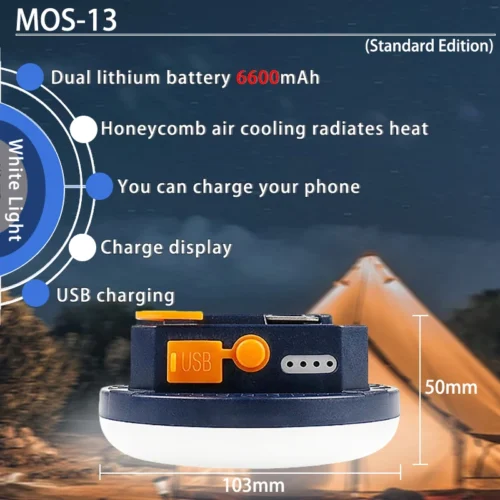 USB Rechargeable Camping Lantern – 7200mAh Battery, Waterproof Portable Emergency Light
